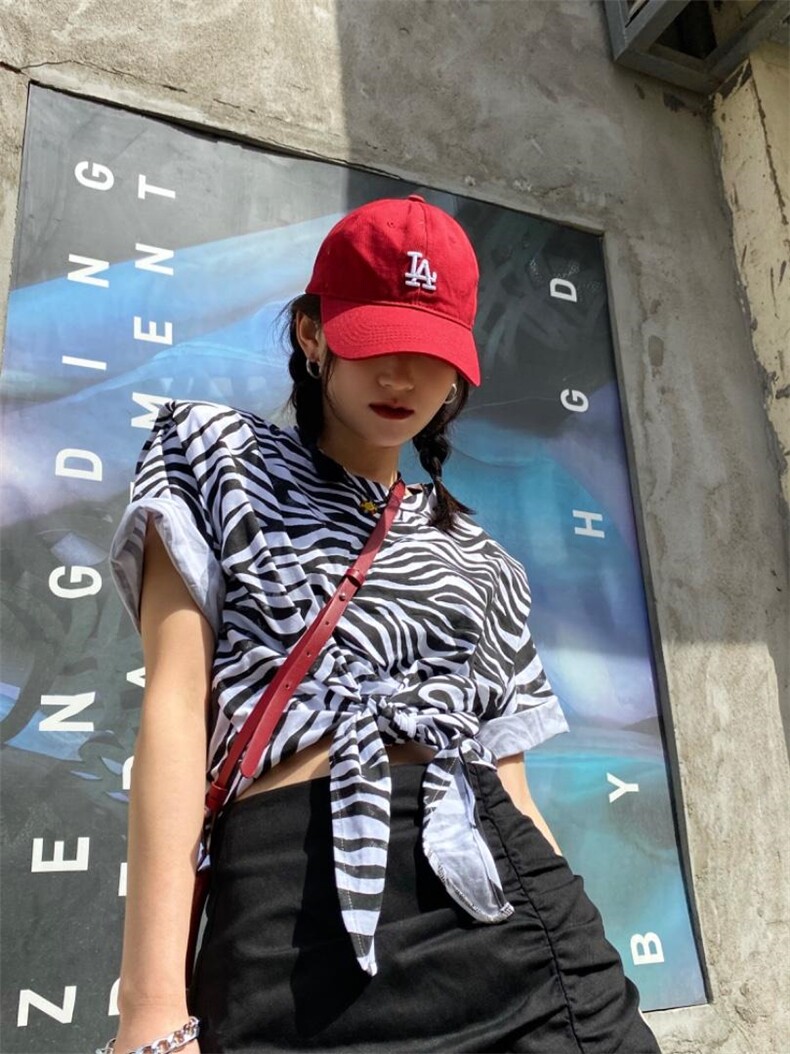 蝴蝶结斑马垫肩短T辣妹风百搭洋气，其它，Alissa Lin