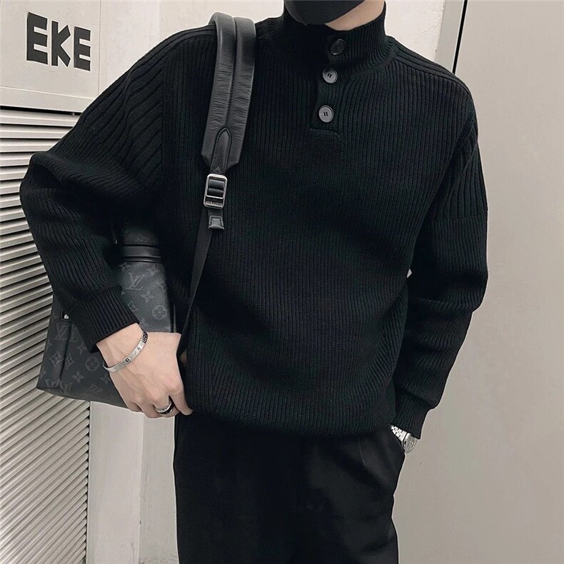 1506-1/QMY220/P54秋冬季针织男半高领纽扣毛衣百搭潮牌冬季,男装针织衫/毛衣,星座1506
