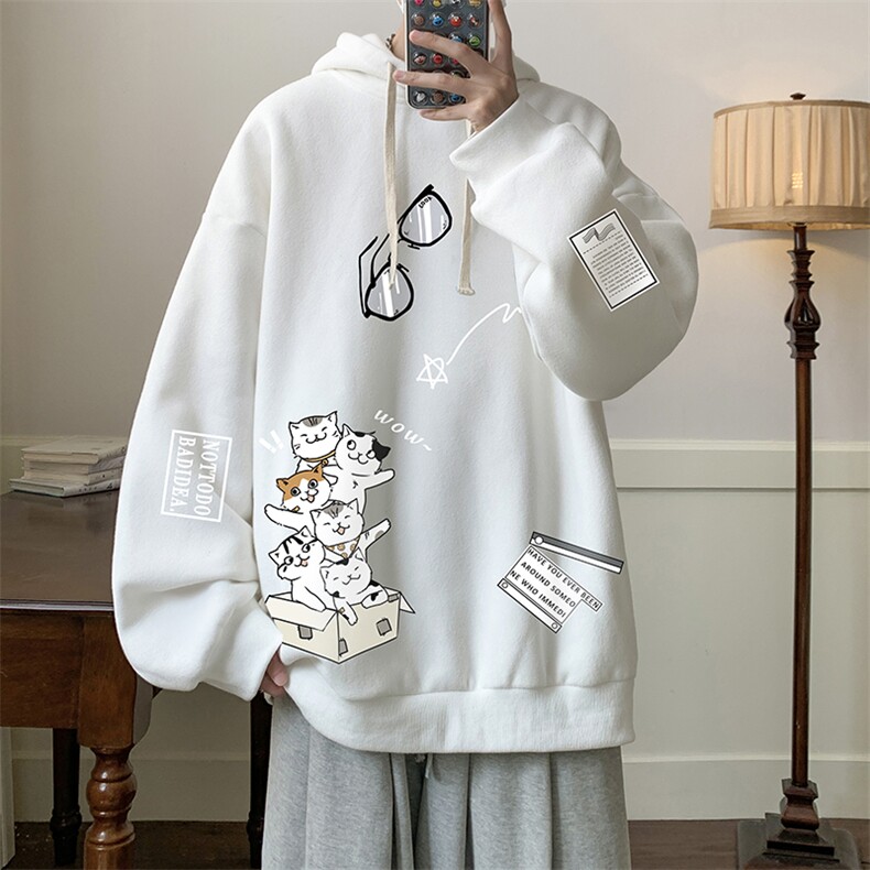 连帽卫衣男大码运动服帽衫外套WY2115-P35加绒款-P40,男装卫衣,电商A040