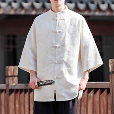 风新款现货2025夏季新中式提花中袖衬衫A021-T2561-P65控88，男装衬衫，电商A021