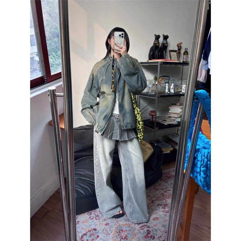 【有货】cleanfit水洗做旧短款牛仔外套美式工装夹克JK03HH-特P78,男装夹克,星座1007（原301D）
