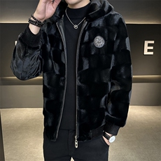 秋男士商务休闲连帽夹克金貂绒外套中年时尚上衣ZX8907-P235，男装夹克，星座1105-3