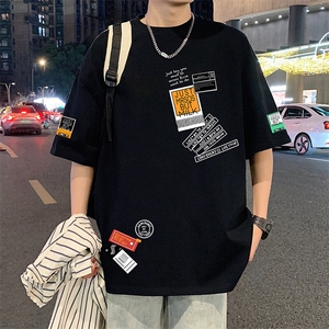 T822宽松短袖T恤男夏季2025新款半袖港风chic潮牌男生体恤衫图片