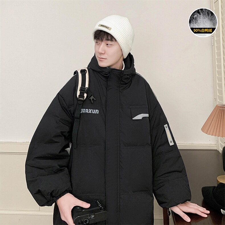 港风ins羽绒服男女同款带帽字母印花白鸭绒Y5813-P190【特价】,男装羽绒服,电商A007