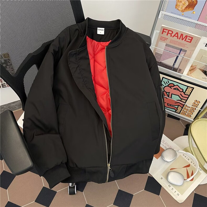 1506-1/JHJ1291/P79新品尼龙拼接撞色复古短款夹克图片