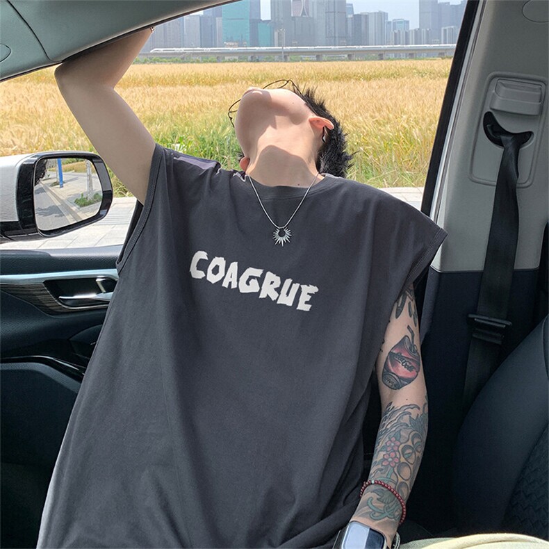 可48小时发货支持抖音得物来样二开240克重磅美式纯棉背心无袖t恤，男装背心/马甲，电商A486-1