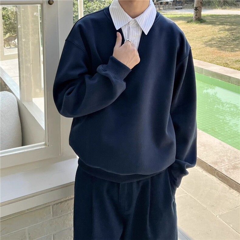 杭州货美式重磅v领连帽高街卫衣男拼接设计感休闲情侣长袖上,男装卫衣,星座218-1（原230）