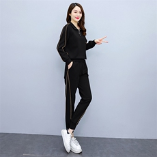 加绒加厚休闲运动服套装2025年秋冬新款女装高级感两件套卫衣套装，女装套装/套裙，梦依杭
