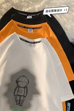 夏季潮流男装印花短袖落肩T恤新款纯圆领体恤男装MT3533-P48，男装T恤，星座717