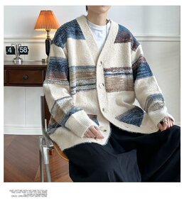 夏季新款时尚潮男百搭休闲毛线衣日系休闲百搭针织衫外套P58图片