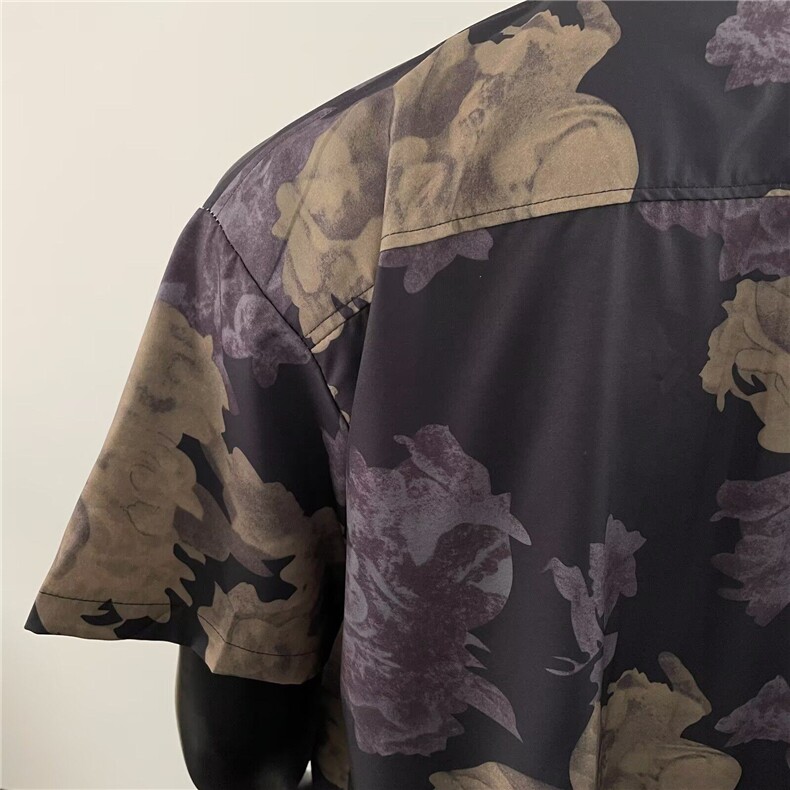 古着vintage花卉短袖衬衫男女痞帅夏威夷风凉感小众衬衣C2099-p28,男装衬衫,星座1008