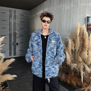 情侣美拉德油画渐变条纹毛衣男宽松开衫外套潮针织衫MY09573-P70图片