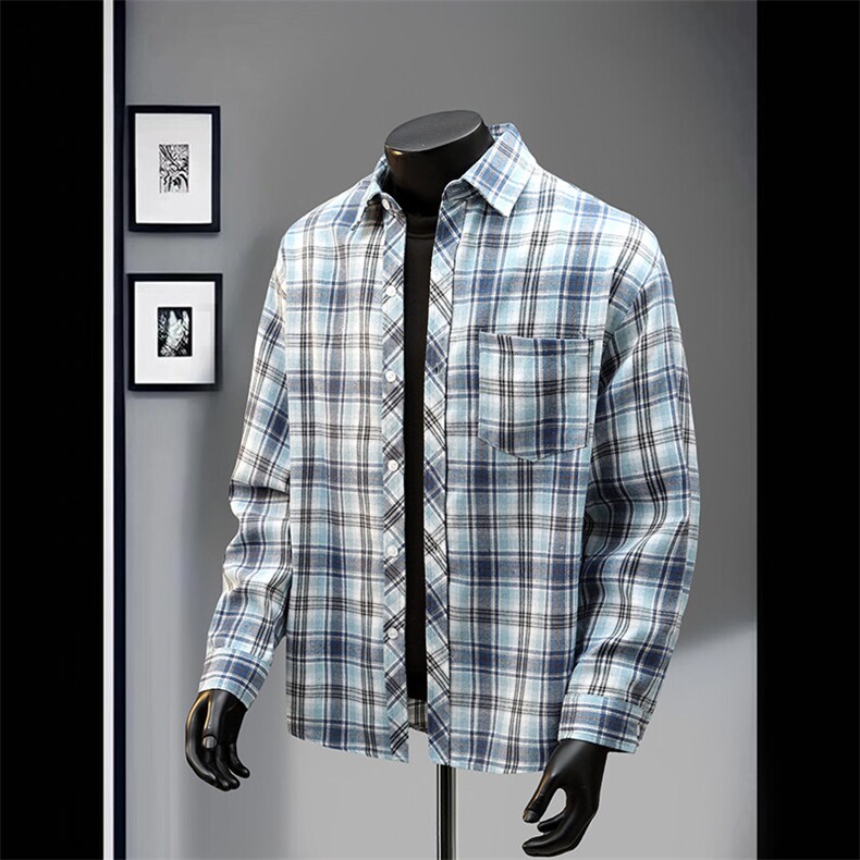 特批25港风网红格子衬衫宽松外套男女衬衣百搭外套CS2414，男装衬衫，电商A128