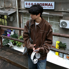 现货不缺货潮流男生假两件皮衣外套1209-1-JK17-P108（网图），男装皮衣，星座1209-1