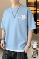 冰氧仿棉短袖店主风体恤休闲百搭刺绣纯色男上衣TC3149-P22控48，男装T恤，星座717