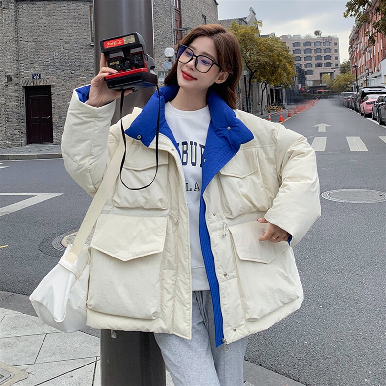 现货撞色加厚羽绒服50绒,女装羽绒服,菡迪欧娜