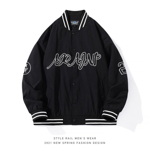 秋季新款白底平铺夹克男外套潮牌棒球服(现货DS-A160-1-JK202-P85图片