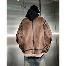 麂皮绒一体羊羔棉衣男潮工装高街ins羊羔毛加厚棉服M2909P100，男装棉衣，星座1116-2