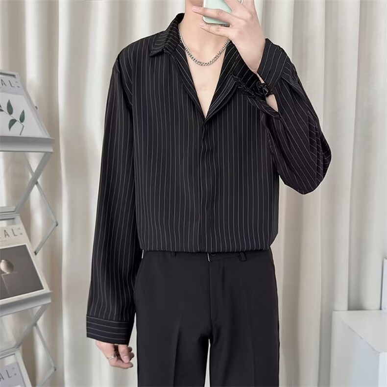 轻熟风高级感条纹衬衫男长袖春夏季衬衣FT38P38,男装衬衫,星座1116-2
