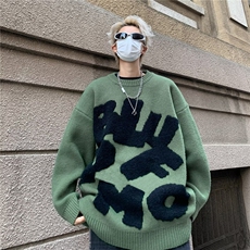 复古着设计小众慵懒风绿色条纹高级感显瘦休闲毛衣男女潮春，男装针织衫/毛衣，星座716-3