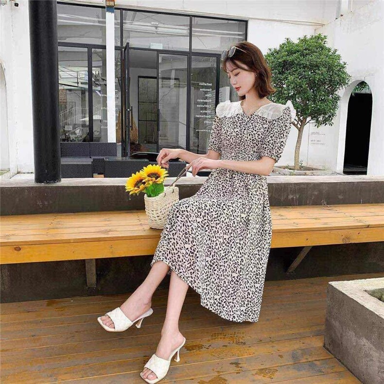 2021年夏季新品娃娃领印花连衣裙，女装连衣裙，圣伊敏