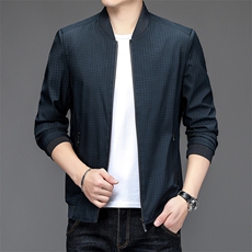 BSTN9912男士2024新款春季夹克外套潮流小格子立领茄克衫男P66，男装夹克，钱塘6003A(原)4033A