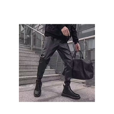 1506/QK66140/P54设计感皮裤骑行裤配马丁靴的裤子保暖加绒休闲裤，男装皮裤，星座1506