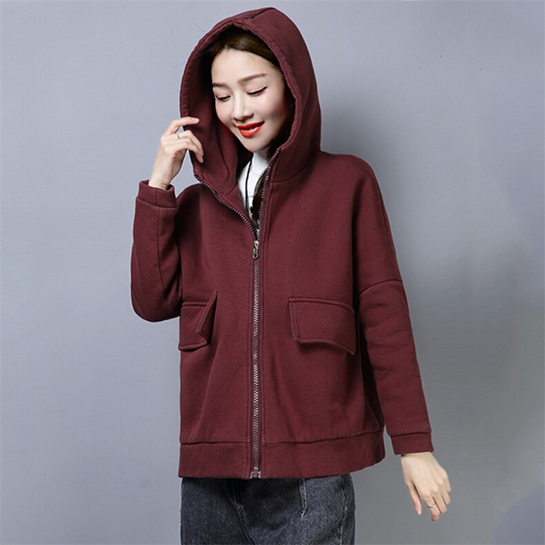 潮流时尚纯色棉服连帽拉链棉长袖加厚常规印花口袋,女装棉衣/棉服,叶笙衣
