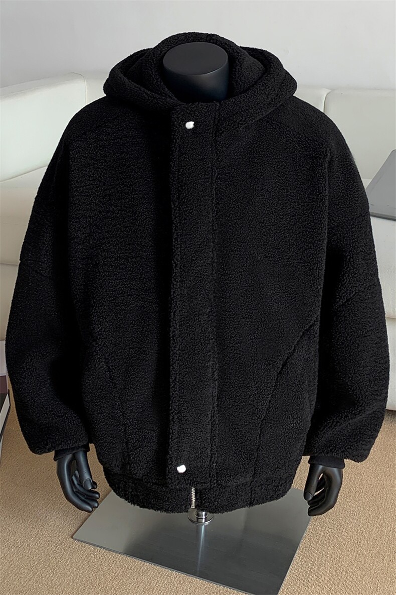 冬季加厚保暖宽松外套升级版夹棉加厚羊羔绒连帽棉衣HY676TP98,男装棉衣,电商A102B