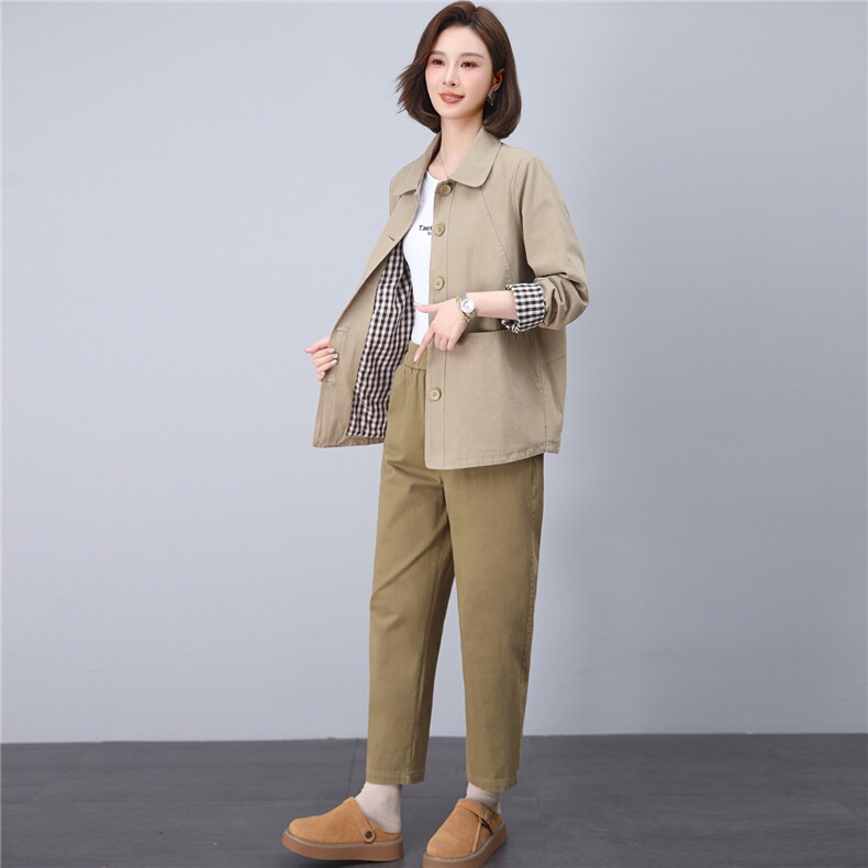 2026春秋季时尚简约大方气质优雅显瘦休闲潮流纯色两件套,女装套装/套裙,独衣靓