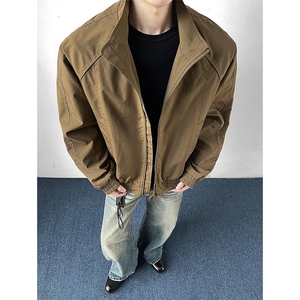 高品质春装新款老钱风美式高街解构立领棒球服飞行夹克休闲外套潮