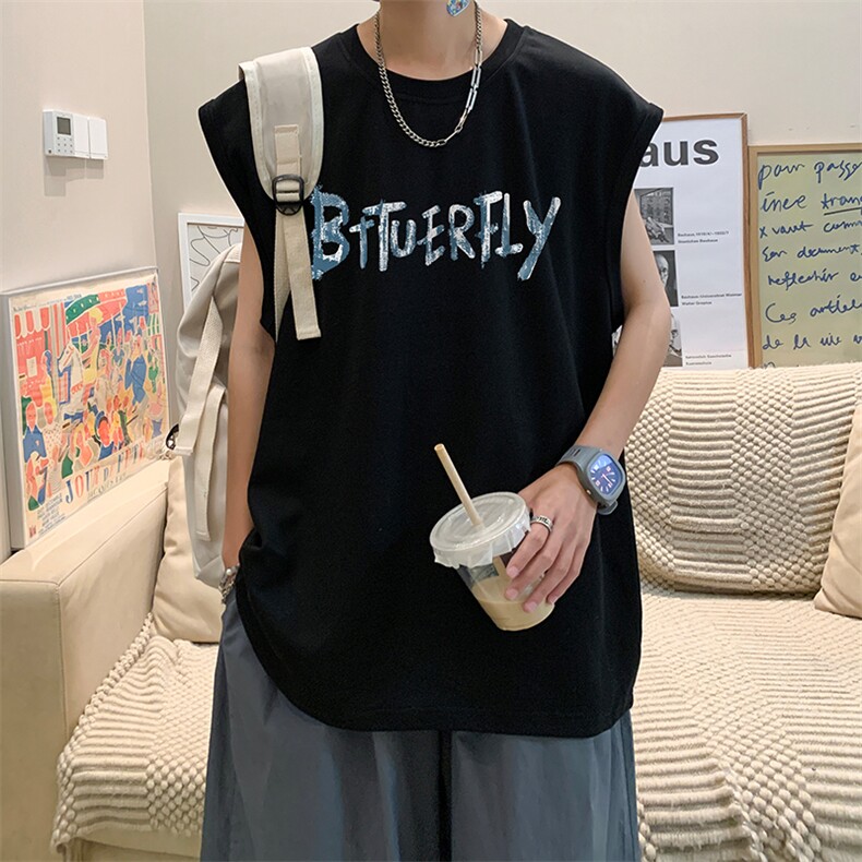 量大优供视频得物直播品质220克夏季纯棉背心无袖T恤WB113,男装T恤,电商A486