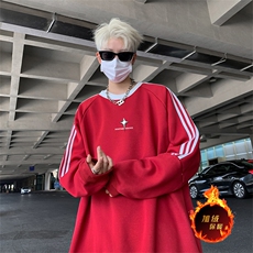 抖音得物供货提供视频秋冬重磅美式宽松织带圆领卫衣0323，男装卫衣，电商A486