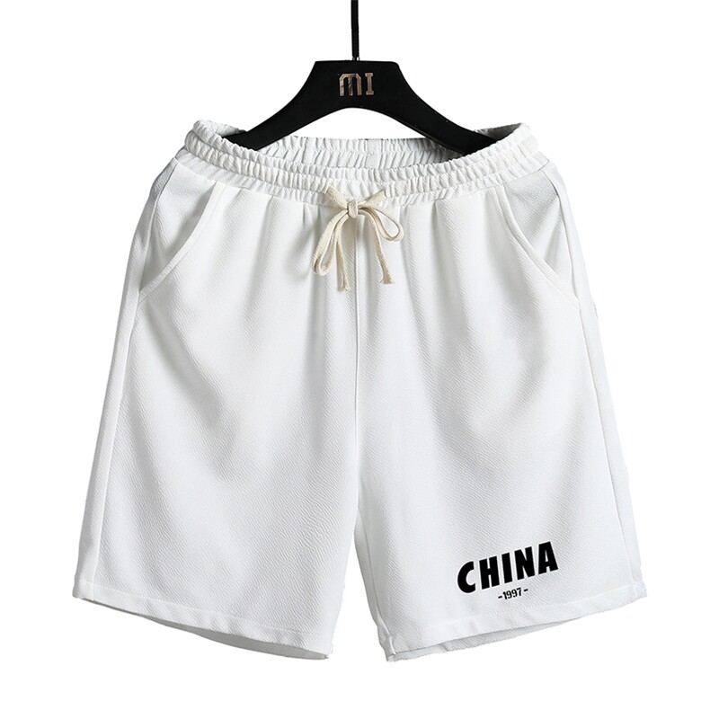 MK37248-P15冰丝短裤男士大码宽松休闲五分裤男运动中裤网格,男装休闲裤,电商A040A