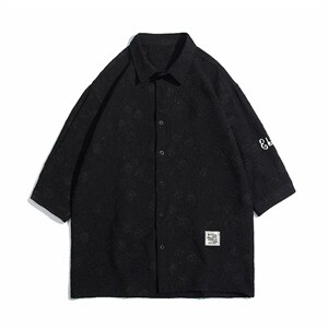 1白底花型衬衫大码M-5XL情侣风七分袖衬衫男QCS7023P45控68图片
