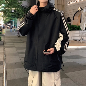 港风上衣拼接夹克宽松落肩拼色冲锋衣外套 JK832 P78图片