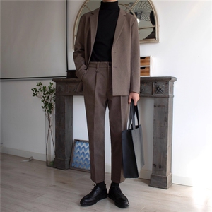男毛呢西服上衣小西装短款西服套装冬加厚休闲呢子外套HH5503 P68图片