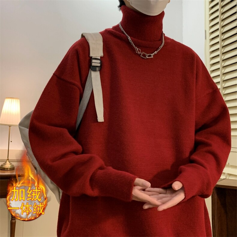 MG8507-JP-MBP59升级加绒两翻领加厚毛衣慵懒风男针织衫高领线衫,男装针织衫/毛衣,星座614