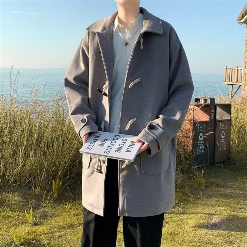 日系牛角扣大衣男2024冬季中长款毛呢外套潮流Y73-P58,男装夹克,星座1109-3
