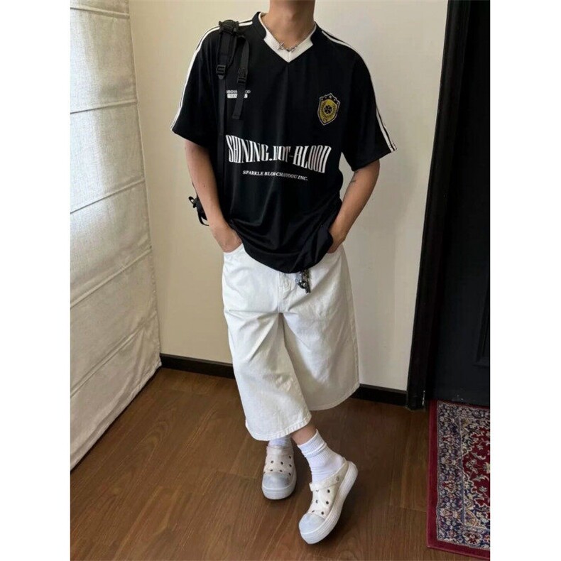 DTK63LL-P39cleanfit美式复古球衣短袖t恤高级感痞帅半袖,男装T恤,星座1007（原301D）