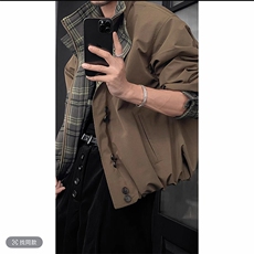 直播秋冬休闲格子拼接立领棉衣保暖棉服男M212-P158(网图），男装棉衣，电商B267