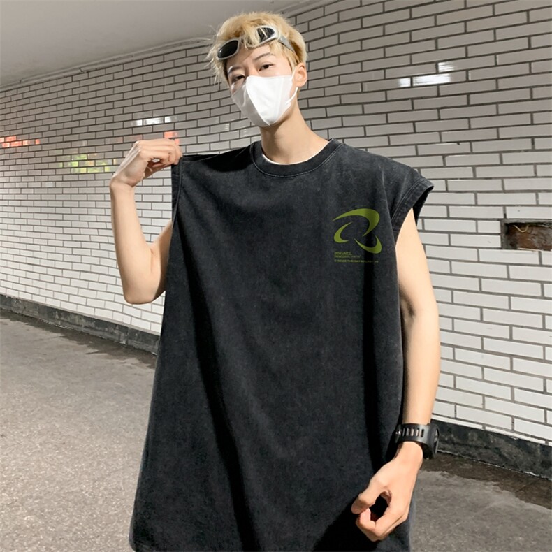 数据超好水洗宽松无袖背心韩版ins风潮牌背心517A-2-WX005-P35,男装背心/马甲,星座517A-2
