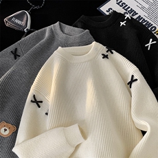 904-2-YY02-p55控88秋冬时尚设计感毛衣男女中性小熊刺绣圆领线衣，男装针织衫/毛衣，星座904-2