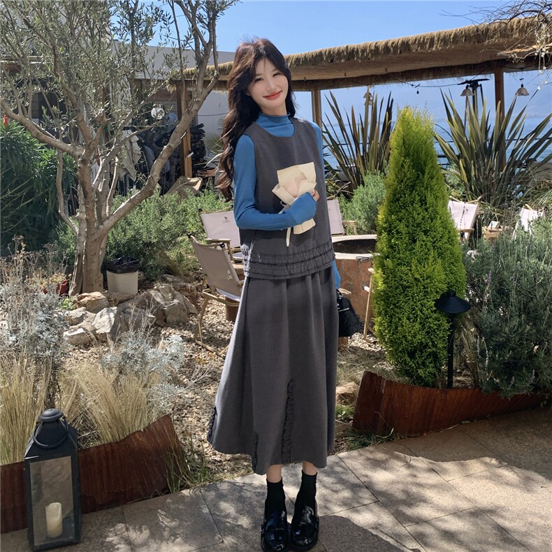 新款2026春季法式木耳边拼接三件套装6215-P185-K298,女装套装/套裙,2C057