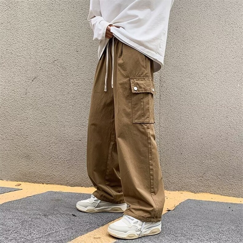 直筒裤子男秋季多口袋潮牌工装裤美式高街宽松休闲长裤K4751-P35,男装休闲裤,星座412-3