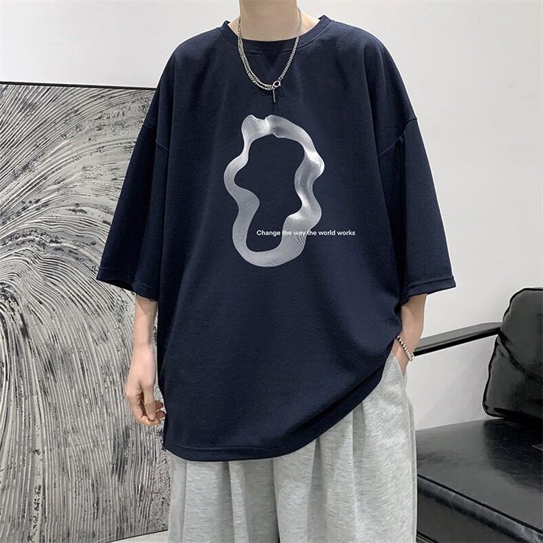 冰丝七分袖t恤男大码五分袖男短袖男中袖Q11390-P30,男装T恤,电商A040