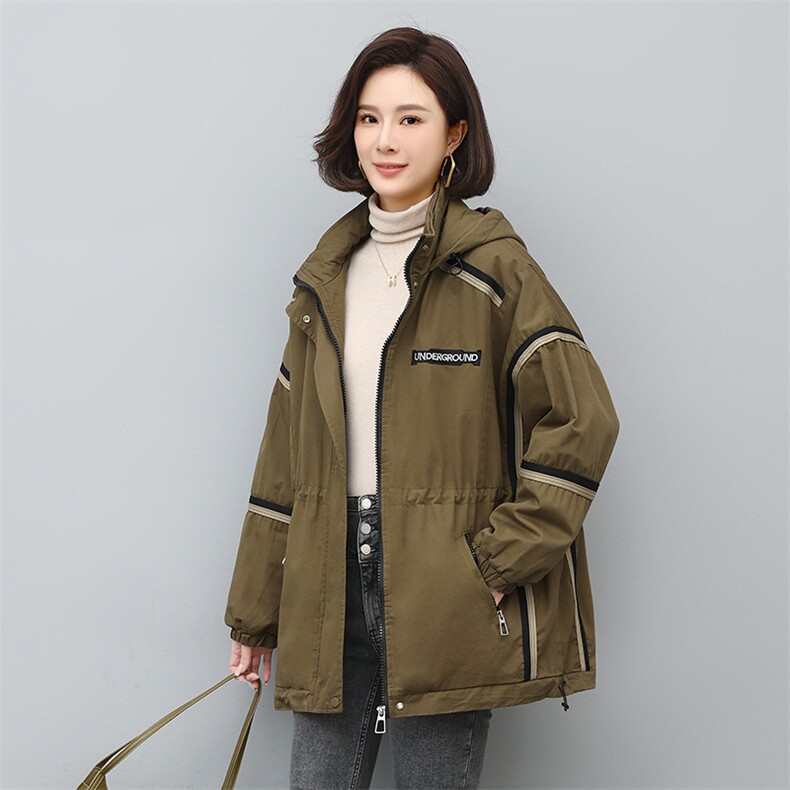 2022年冬季时尚潮流中长款休闲加绒加厚派克服,女装派克服,独衣靓