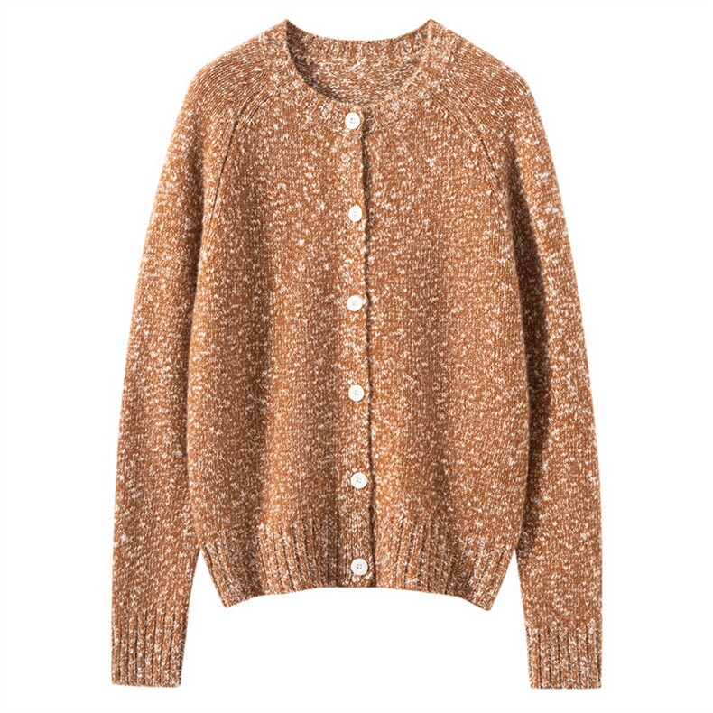 HE|DUNCAN大肚纱50%山羊绒50%羊毛~花纱宽松针织开衫女圆领外套，女装羊绒衫，萨奥羊绒