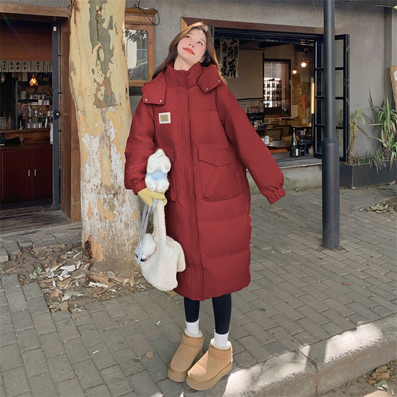 新品 现货 红色长款贴标90绒羽绒服 2C032 609 P315 K458图片