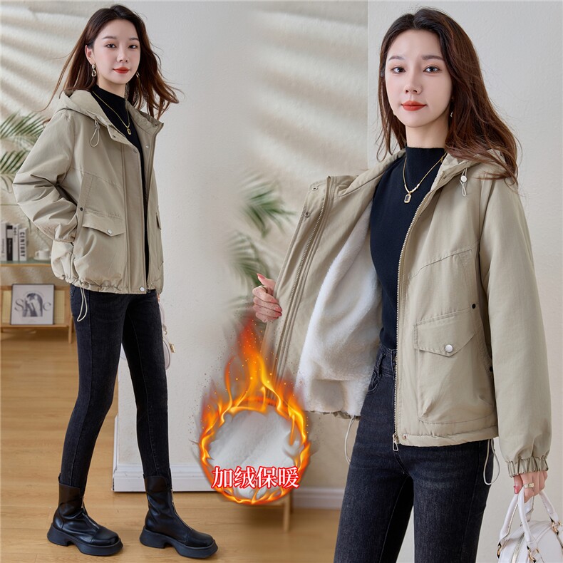 现货！现货！加绒加厚派克服2025冬季女装新款宽松休闲连帽棉服，女装棉衣/棉服，以桐